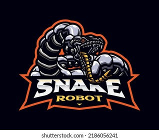 Snake Robot Mascot Logo Design. Snake Cyborg Vector Illustration. Logo Illustration For Mascot Or Symbol And Identity, Emblem Sports Or E-sports Gaming Team