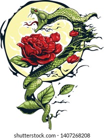 Snake and Rose, design for shirt