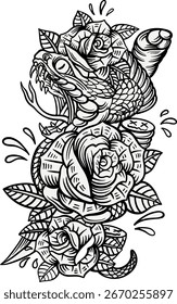 Snake Rose com estilo de vetor de símbolo de faca