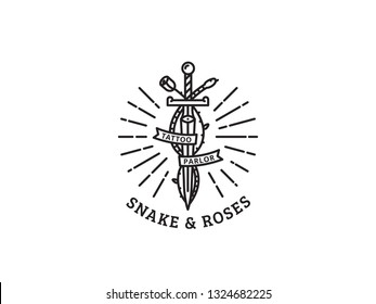 Snake Rose Totoo Sword Dagger Outline Logo