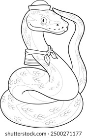 Snake Sailor Sombrero de marinero Vector de animales Ilustración de arte gráfico