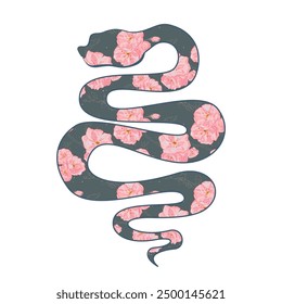 Snake with sakura pattern. Symbol of the year.