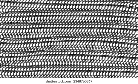 Snake scale pattern. Chainmail. Reptile skin texture. Abstract geometric background. Scale rings mesh. Monochrome black and white ornament. Vector. For design print fabric textile