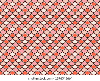 Snake scales abstract vector seamless pattern. Hemicycle scallop geometry. Fishscale simple background. Nautical fabric design. Half circle dinosaur squama background.