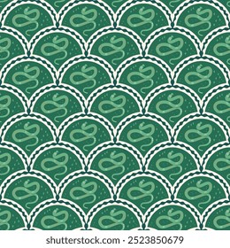 Snake scallop seamless pattern. Simple animalistic arch repeat background. Vector hand drawn flat illustration.
