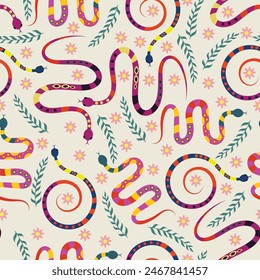 snake seamless pattern in beautiful vector