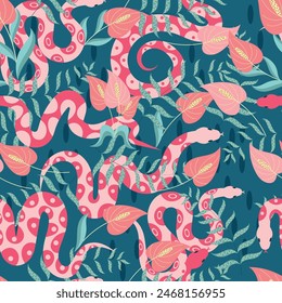 snake seamless pattern in beautiful vector