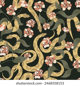 snake seamless pattern in beautiful vector