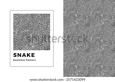 Snake seamless pattern. Black and white snake print. Vector texture.