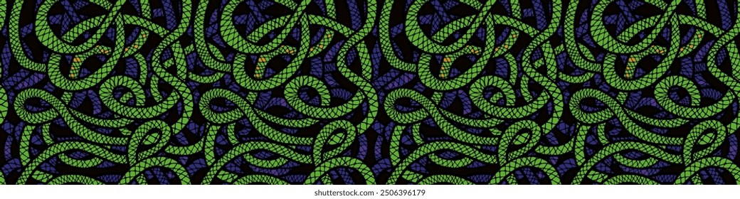 Snake seamless pattern. hand drawing. Not AI, Vector illustration
