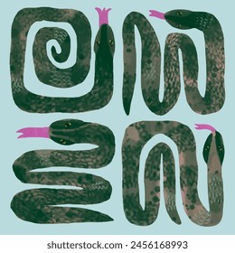 Snake seamless pattern. watercolor vector. animal wildlife .