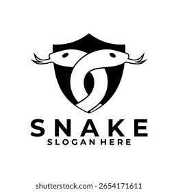 Modelo de vetor de design de logotipo Snake Secure. Design do logotipo Snake and Shield