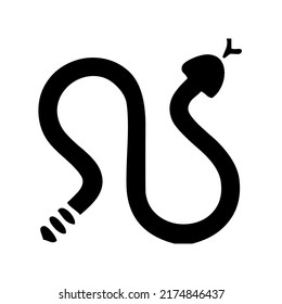 Snake, serpent, adder curled up, reptile and predator, wild animal, wildlife, graphic, vector, illustration in black color, isolated on white background