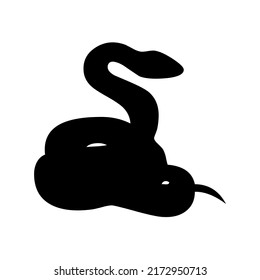 Snake, serpent, adder, reptile and predator, wild animal, wildlife, vector, illustration in black color, isolated on white background