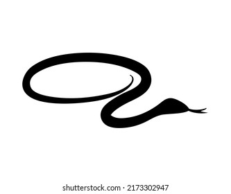 Snake, serpent, adder, reptile and predator, wild animal, wildlife, vector, illustration in black color, isolated on white background