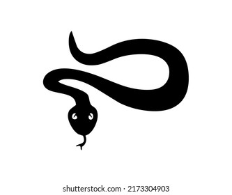 Snake, serpent, adder, reptile and predator, wild animal, wildlife, vector, illustration in black color, isolated on white background