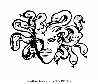 snake serpent head face myth greek Medusa cartoon character