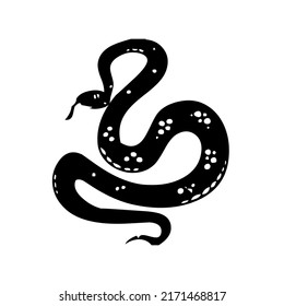 Snake, serpent, reptile, predator, wild animal, wildlife, vector, illustration in black and white color, isolated on white background