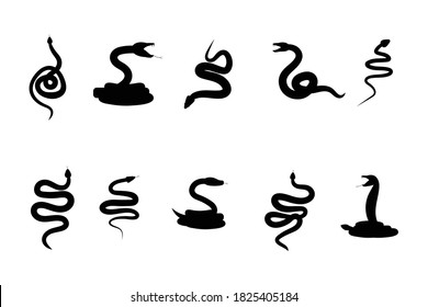 Snake Set Silhouette Vector Design Illustration Stock Vector (Royalty ...