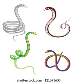  Snake set. Vector. eps 8  Editable bends.