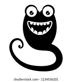
A snake shape horrible creature with big teeth and eyes depicting serpent monster
