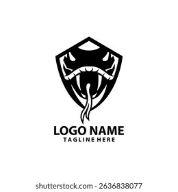 snake shield logo design vector