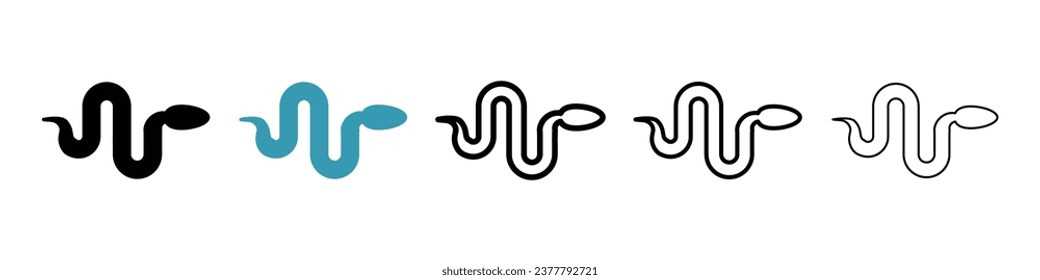 Snake sign icon set. Python rattlesnake vector icon for ui designs.