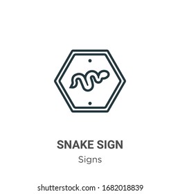 Icono de vector de contorno de símbolo de serpiente. Icono de signo de serpiente negro en línea delgada, ilustración de elemento simple vector plano a partir de signos editables concepto de trazo aislado en fondo blanco