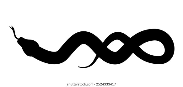 Snake silhouette. Chinese Zodiac of 2025. Beautiful set of red snakes. Modern animal drawing. Illustration of python, anaconda and other large snakes.
