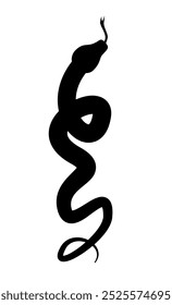 Snake silhouette. Chinese Zodiac of 2025 Beautiful set of red snakes. Modern animal drawing. Illustration of python, anaconda and other large snakes.