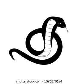 snake silhouette curled up in the ring. snake logo - vector illustration - black and white