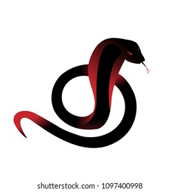 snake silhouette curled up in the ring. snake logo - vector illustration - black and red