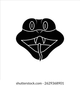 snake silhouette, Snake Head Silhouette - Animal Icon, Black silhouette vector illustration of a cute snake head. Perfect for icons, logos, signs, and flat graphic designs.