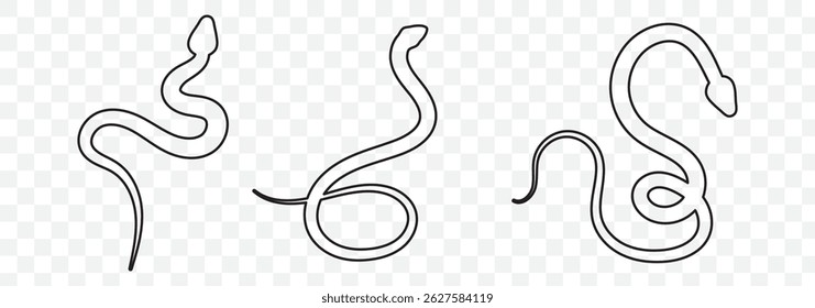 Snake silhouette icon. Black serpent vector. Curved snake design. EPS 10