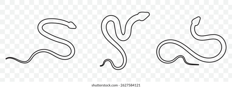 Snake silhouette icon. Black serpent vector. Curved snake design. EPS 10