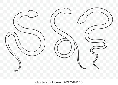Snake silhouette icon. Black serpent vector. Curved snake design. EPS 10