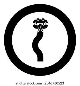 Snake silhouette icon in circle round black color vector illustration image solid outline style