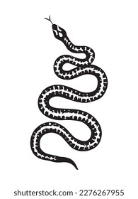 Snake silhouette illustration. Basic black snake on a white background. Vector tattoo design.