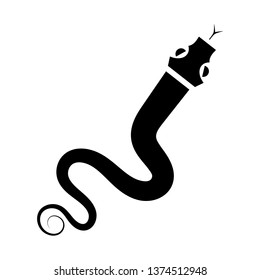 Snake silhouette illustration. Black serpent isolated on a white background. Vector tattoo design.