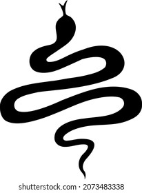 Snake silhouette illustration. Black serpent isolated on a white background. Vector tattoo design.
