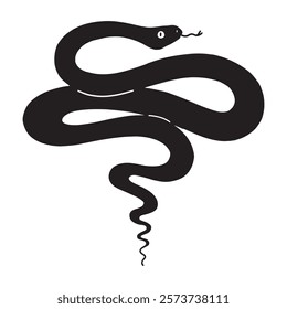 Ilustração da silhueta da serpente. clip-art plano de cobra isolado no fundo branco. Imagem decorativa simples do réptil.