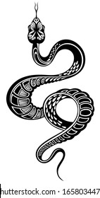 Snake silhouette illustration. Vector tattoo design.