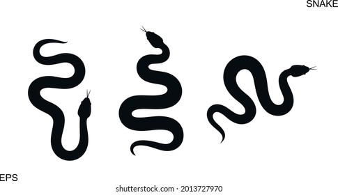 Snake silhouette. Isolated snake on white background