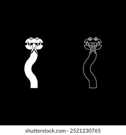 Silhueta de cobra definida ícone branco cor vetor ilustração imagem sólido contorno linha contorno fino estilo plano