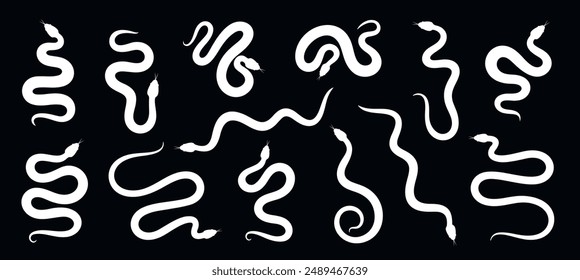 Snake silhouette set. Isolated snake silhouette on white background