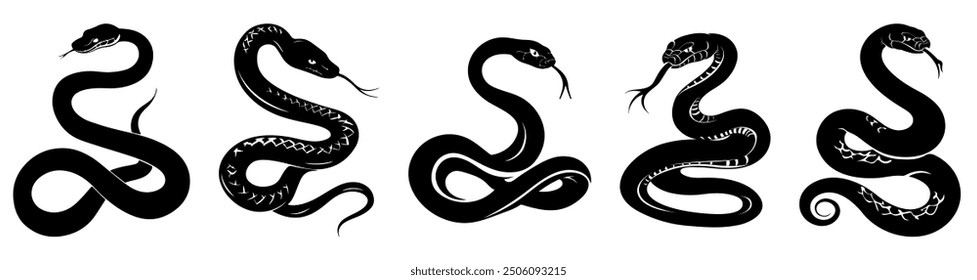 Snake silhouette set. Vector illustration, EPS10
