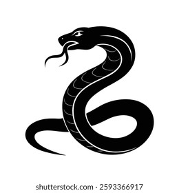 Snake Silhouette Vector Art Illustration and Minimalist Black Color Snake Design