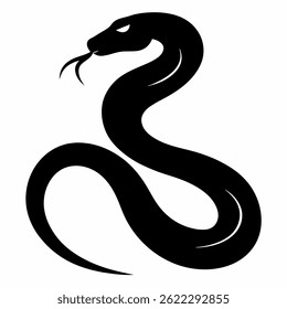 Snake silhouette vector art on white background