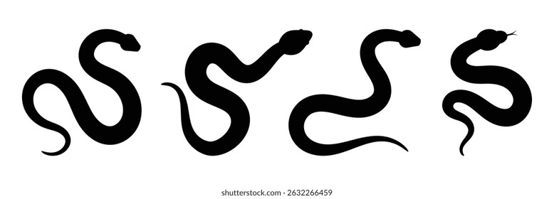 Snake silhouette vector illustration. Snake vector illustration. Snake silhouette isolated on white background.