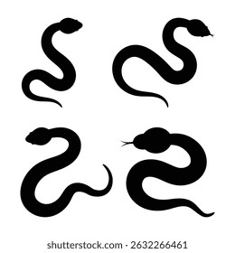 Snake silhouette vector illustration. Snake vector illustration. Snake silhouette isolated on white background.